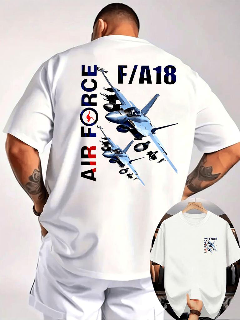 Мужская повседневная футболка FA18 с принтом истребителя, дышащая трикотажная ткань, стандартный крой, футболка с коротким рукавом для активного отдыха