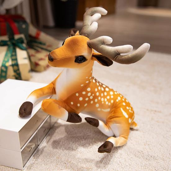 Плюшевая кукла-олень, фигурка лося, рождественское украшение в виде северного оленя с золотыми акцентами, праздничный сказочный рождественский декор