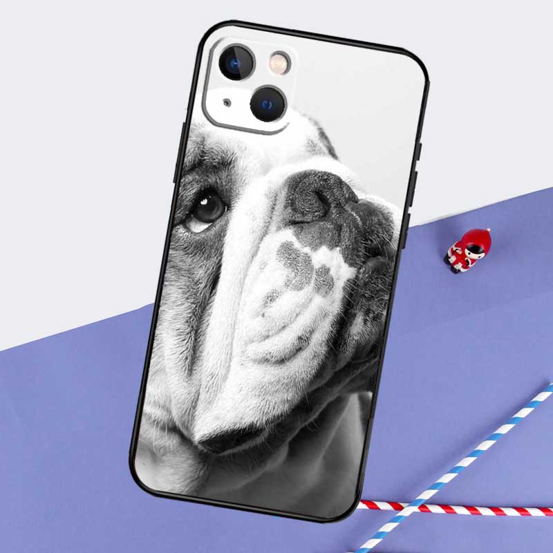 British English Bulldog Phone Case For iPhone 16 Pro Max 12 13 Mini 11 14 15 Pro Max XR 15 16 Plus 16e Back Cover