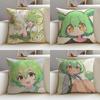 Cute ZZundamon AnimeS Cushion Cover Breathable and skinfriendly linen pillowcase square removable and washable cushion