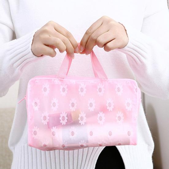 Портативная дорожная водонепроницаемая косметичка с цветком, органайзер для мытья ванны, сумка для хранения