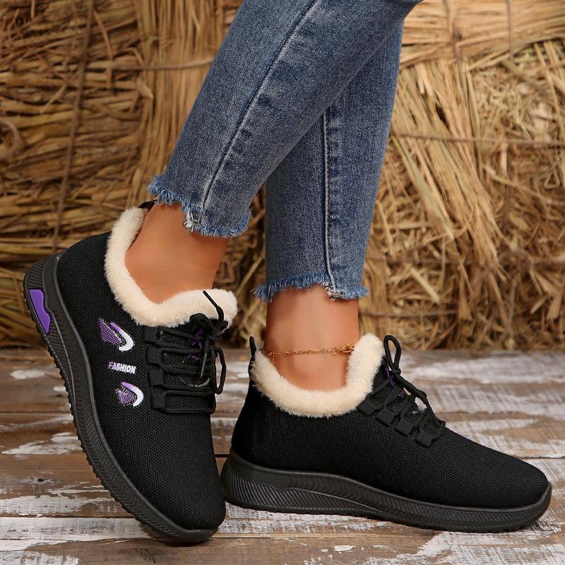 Winter Hot-selling Women's Boots 2024 High-quality Color-blocked Lace-up Fashionable Warm Low-cut Sports Boots for Women