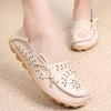 2024 Summer Women Casual Leather Hole Low Help Flat Bottom Nurse Large Lazy Shoes 35-43