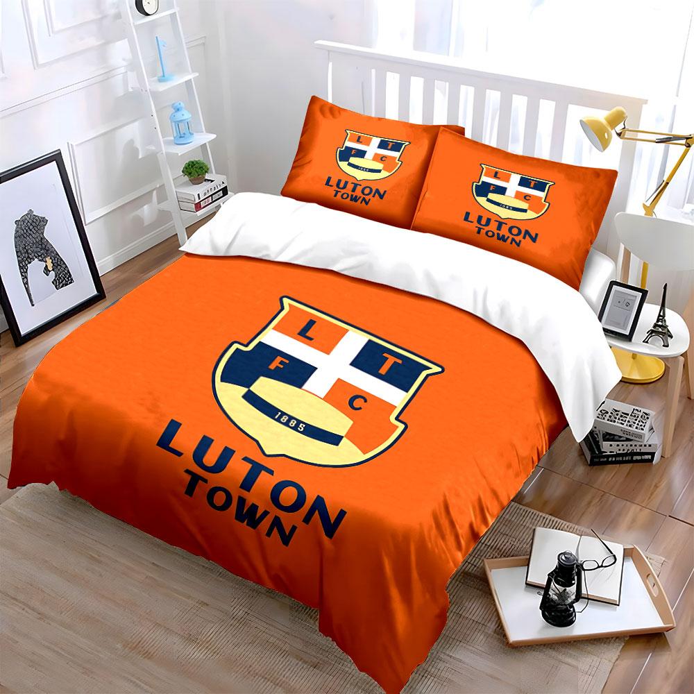 Luton Town FC Shield Design Bedding Duvet Cover Set Duvet Cover Pillowcases (1*Duvet Cover 2*Pillowcases, without duvet insert)