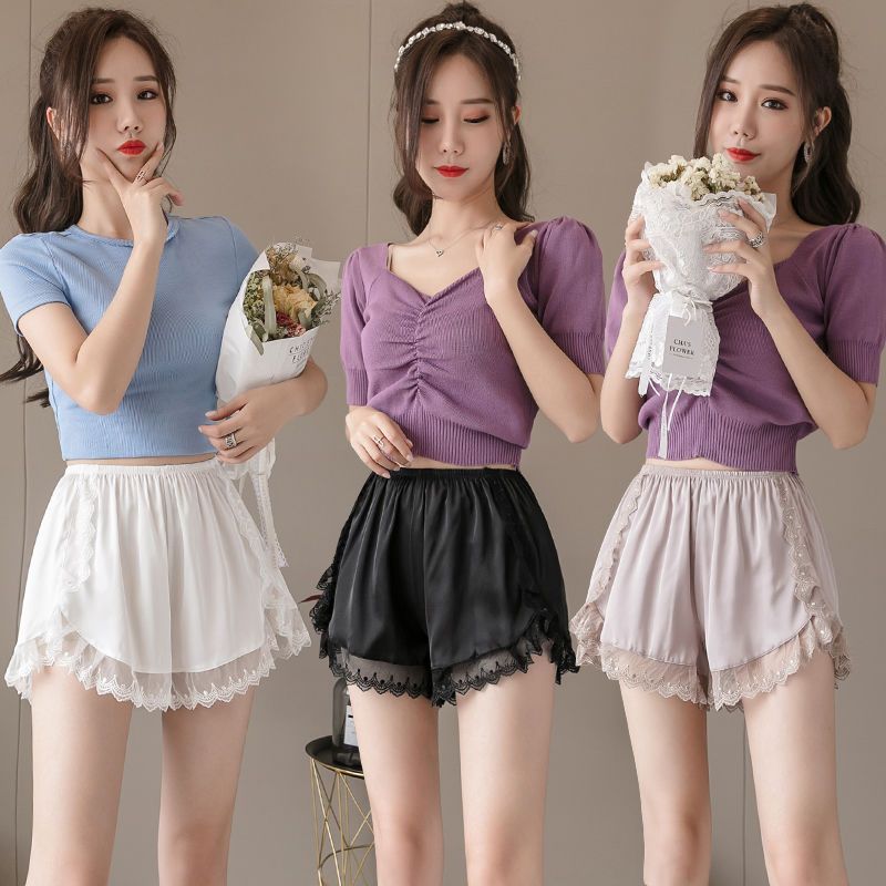 Большие размеры, черные защитные брюки с антибликовым покрытием, женские свободные летние шорты из тонкого ледяного шелка для студентов, которые могут носить их на улице, дома