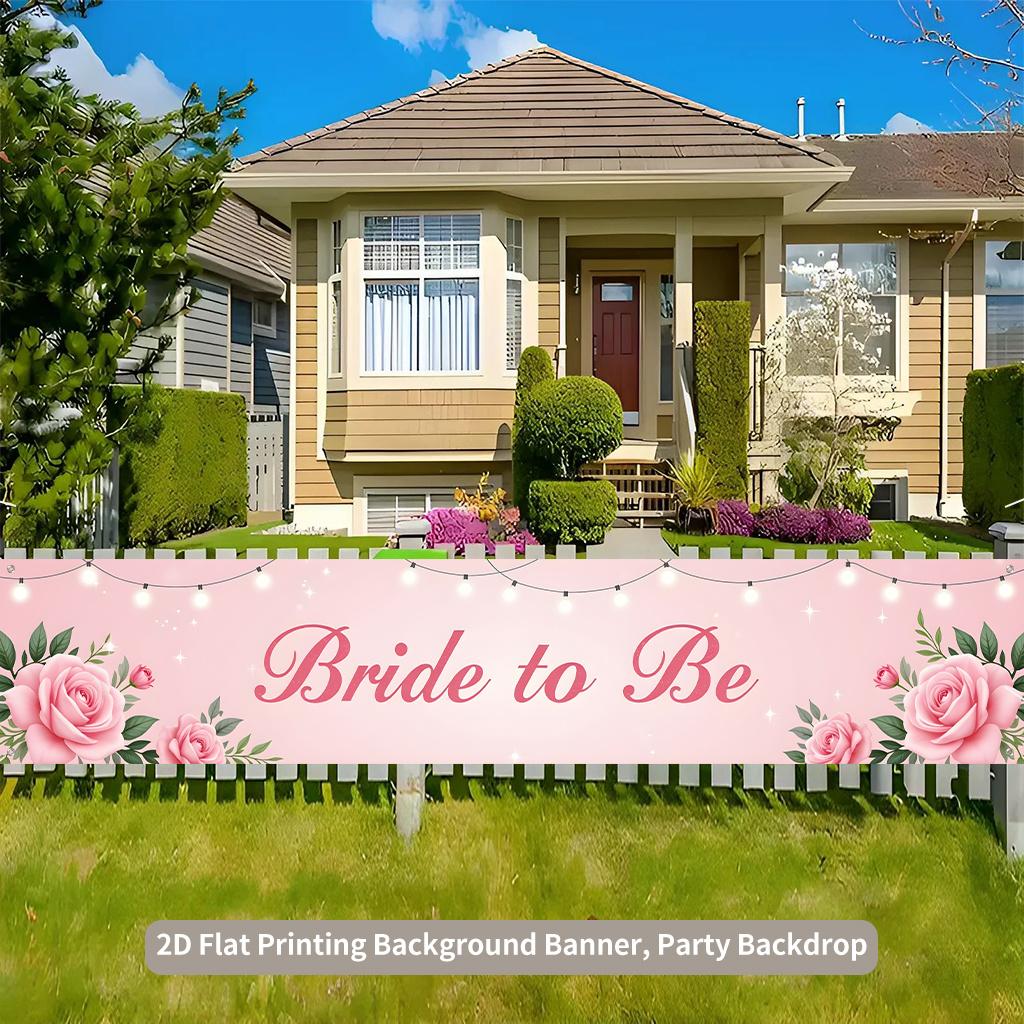 Rose Flower Light Pink Courtyard Party Banner, Backdrop Design, Polyester Outdoor Indoor Holiday Celebration Party Supplies