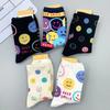 1 Pair Cartoon Smile Women Socks Cotton Harajuku Skateboard Girl Socks Novelty Breathable Sox Christmas Gift Factory Direct