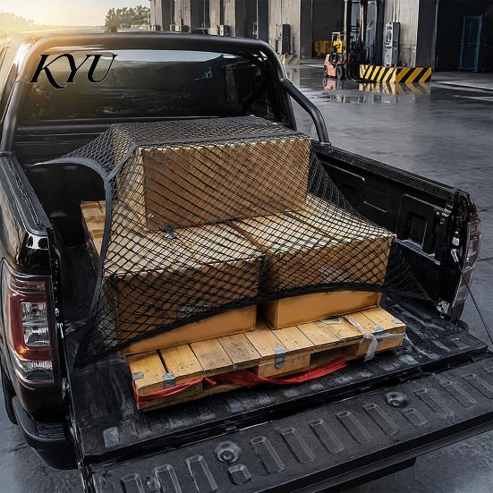 Cargo Securement for Travel Truck Net, Bed Organizer Stretchable Elastic Net Secure Netting with 4 Hooks Pickup Bed, SUV Trunk Universal