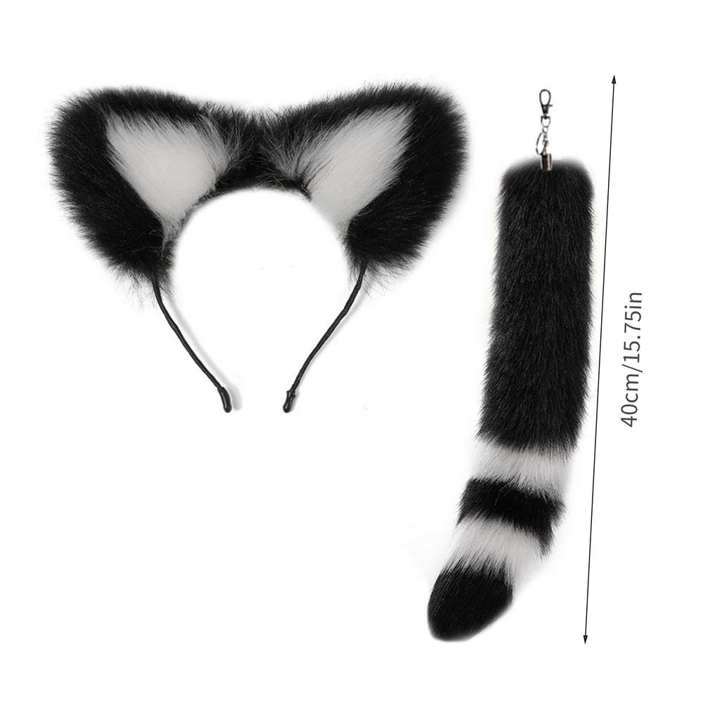 Cat Ears Headband and Faux Tail Keychain Elegant Cosplay Accessories Stylish Pendant for Handbag Backpack Decoration