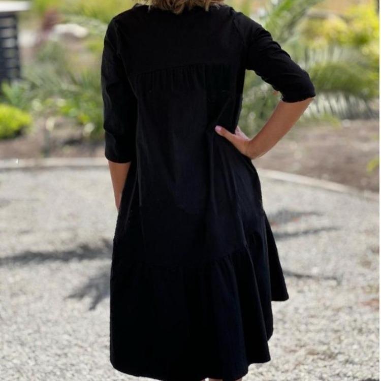 Летнее повседневное хлопковое платье с V-образным вырезом для женщин, легкое, дышащее, свободное, миди с оборками, для пляжного отдыха, однотонное, с коротким рукавом