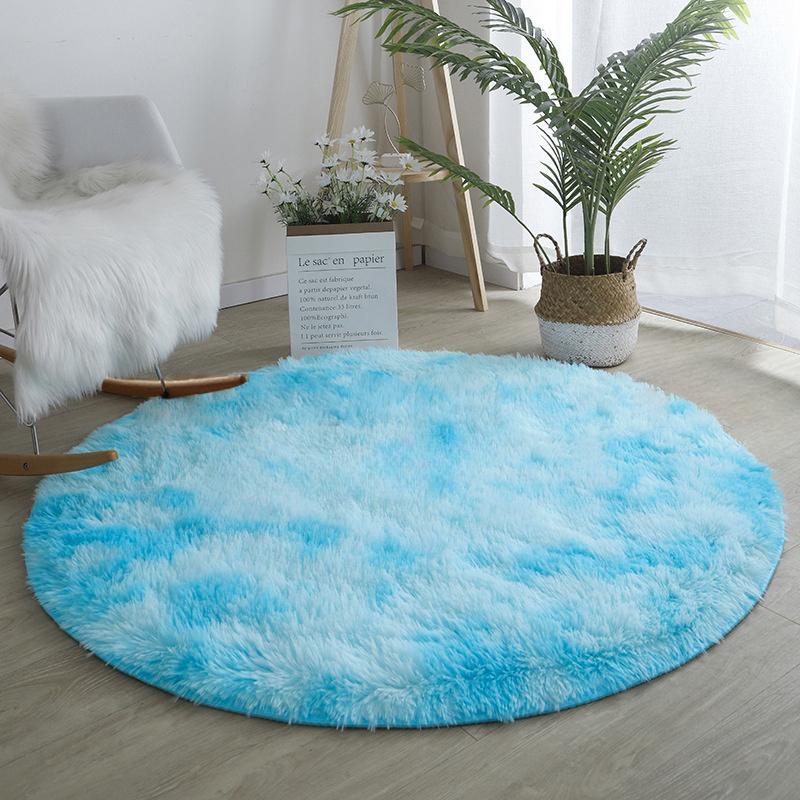 Плюшевый круглый ковер оранжевый тай-дай градиентный игровой коврик скандинавский декор круглый ковер для девочек мягкий милый коврик для стула ковер для спальни