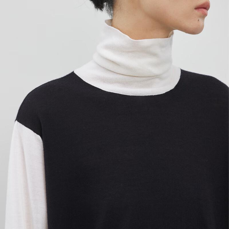 LESS 2023 Winter Collection Patchwork Turtleneck Sweater