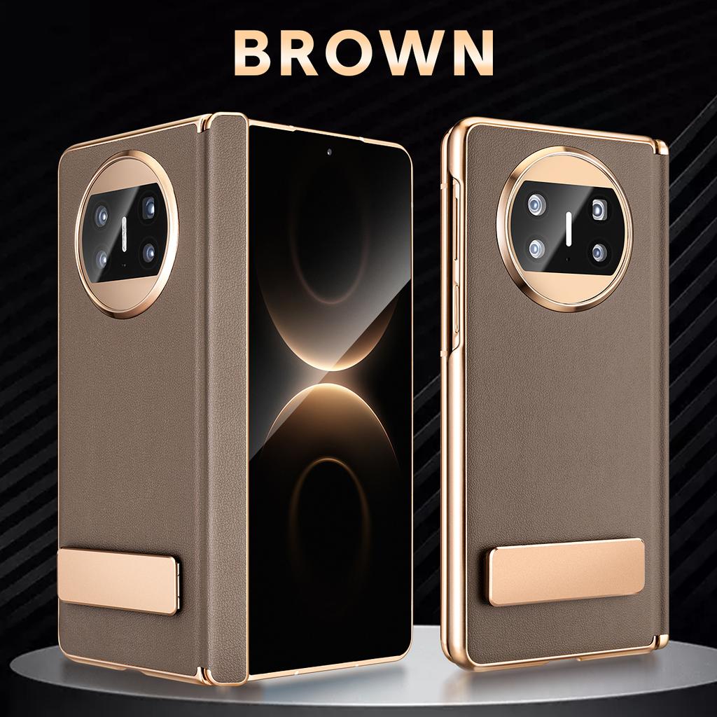 Высококачественный кожаный складной чехол для Huawei MATE X3 MateX3 Усиленная защита шарнира + Металлическая подставка-держатель Флип-чехол для телефона