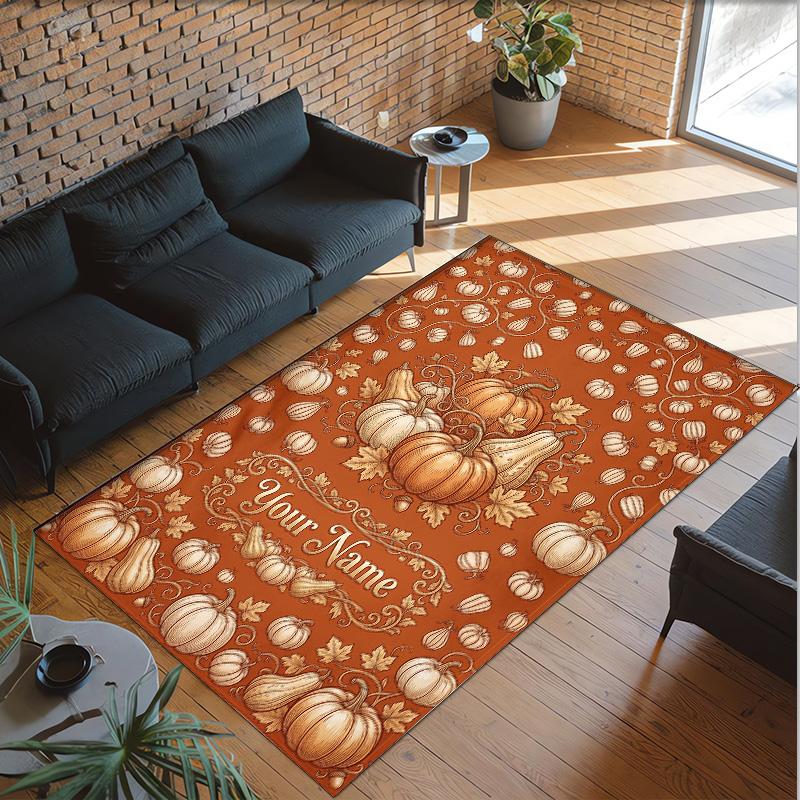 Halloween Theme Crystal Velvet Floor Rug Personalized Custom Name Text Warm Carpet Home Decoration