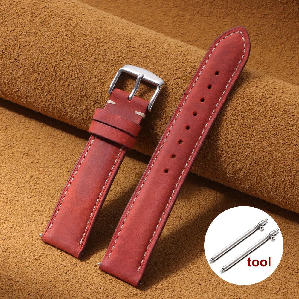 14/16/18/20/22/24 мм Быстросъемный ремешок для часов Мужской Женский Ремешок для часов Натуральная кожа Ремешок для часов Замена Винтажный Коричневый Браслеты