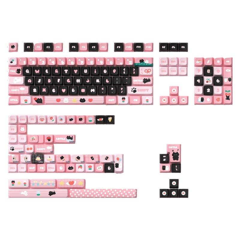 Черные кошки Keycaps 138/158 Клавиш Профиль MDA PBT Keycaps Сублимация Милые Механические Keycaps клавиатуры Аксессуары