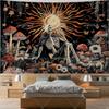 Skeleton Flowers Mushroom Wall Hanging Tapestry Burning Sun Scenery Tapestries Aesthetic Living Room Decor Tapestrys Art Posters