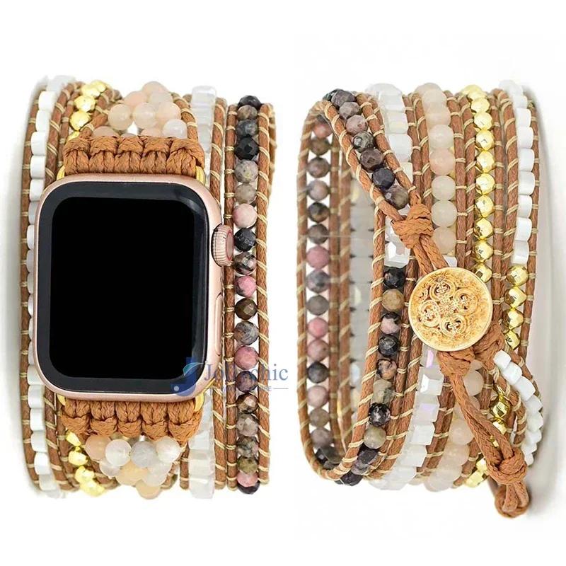 Ремешок Bohemia для Apple Watch Ultra Ремешок 49 мм 44 мм 45 мм 41 мм 42 мм 38 Ручной работы Браслет из натуральных бусин Iwatch Серия 8 7 6 Se 5 3