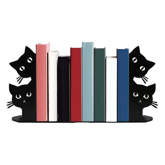 1 пара милых книгодержателей в форме кошек, декоративные деревянные стопоры для книг для полок, столов, угловой органайзер для полок, очаровательный декор для дома и офиса, подарок для кошки