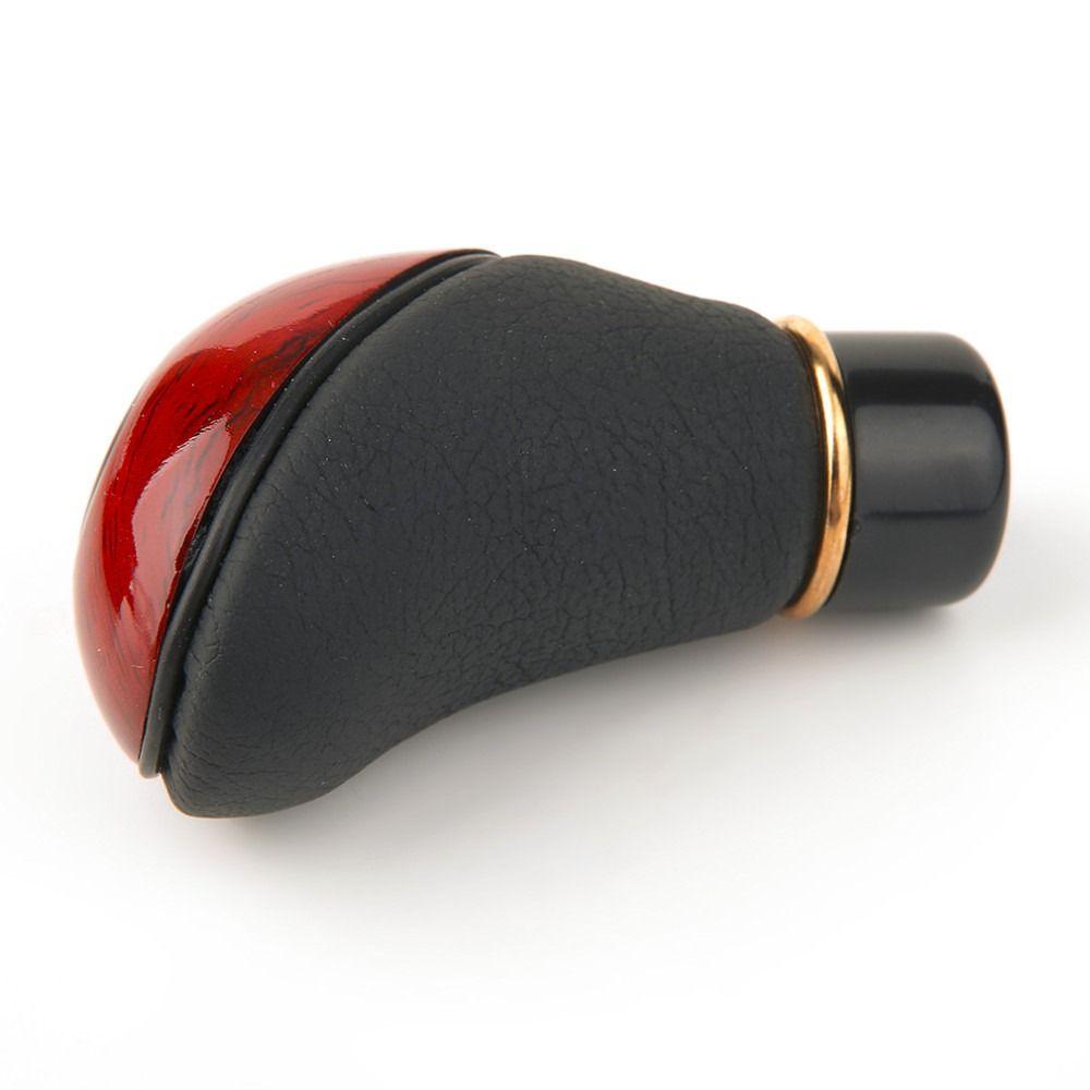Wood Gearstick Lever PU Leather Manual Gear Stick Knob 5-Speed Lever Shift Shifter Car Shift Knob