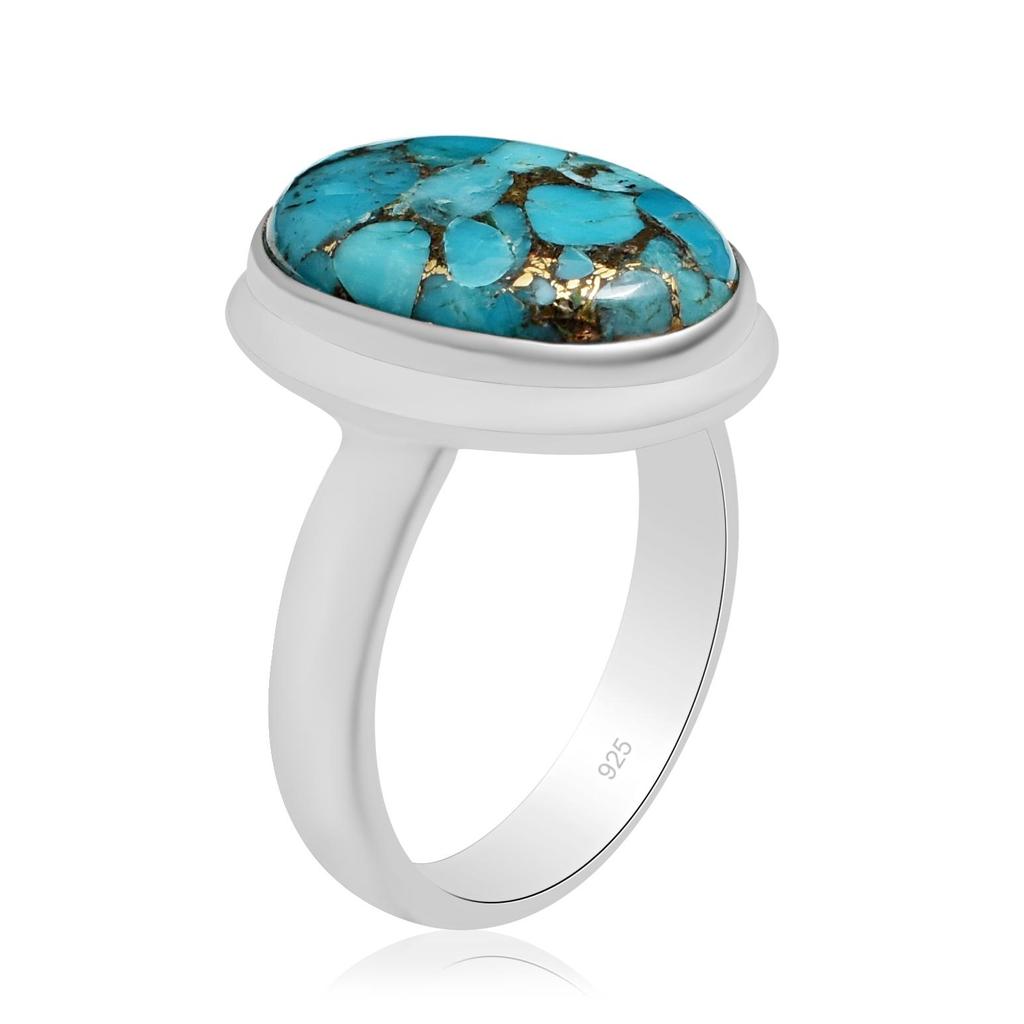 Кольцо из стерлингового серебра 925 пробы с натуральной медью и бирюзой для женщин и девочек