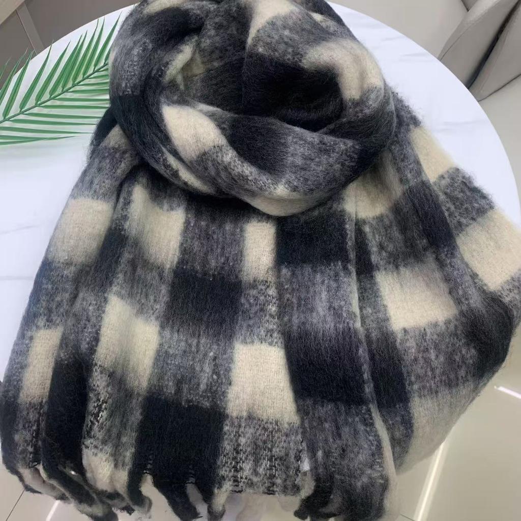 Клетчатый шарф в корейском стиле зимний студенческий студенческий утолщенный теплый шарф из искусственного кашемира
