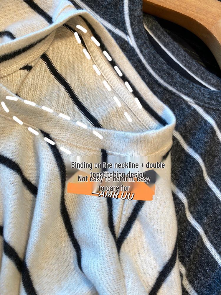 Women's Loose Striped Long-Sleeve T-Shirt: Flattering and Stylish Base Layer for Autumn/Winter 2025
