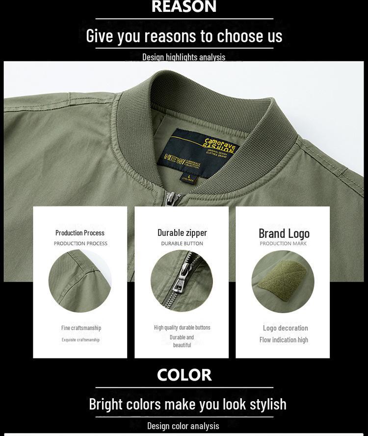 Мужская легкая хлопковая бейсбольная куртка — повседневный покрой на весну и осень