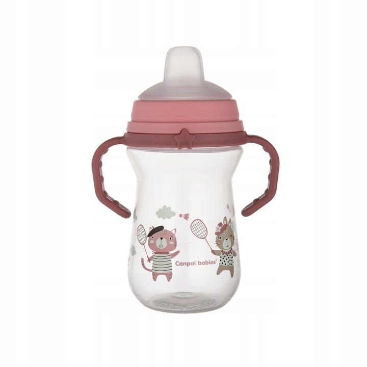 CANPOL 56/613 FirstCup 250ml BONJOUR pink silicone spout cup