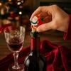 Reusable Zinc Alloy Cork Christmas Theme Wine Stopper, Santa Snowman Garland Pattern, Festive Bottle Sealer Insert with Silicone Sealing Ring,