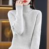 Autumn Winter High Collar Casual Fashion Simple Sweater Women Solid All-match Bottomed Knitting Pullover Top