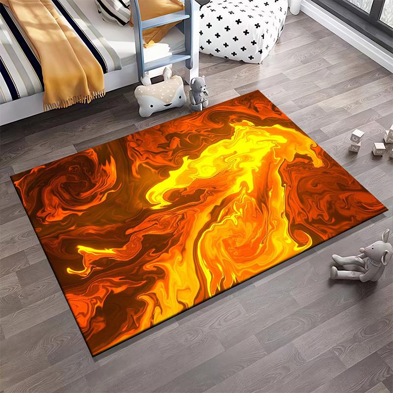 Abstract Swirl Pattern Carpet in Vibrant Red, Orange, and Yellow Tones Suitable for use as an anti-slip for living room bedroom sofas