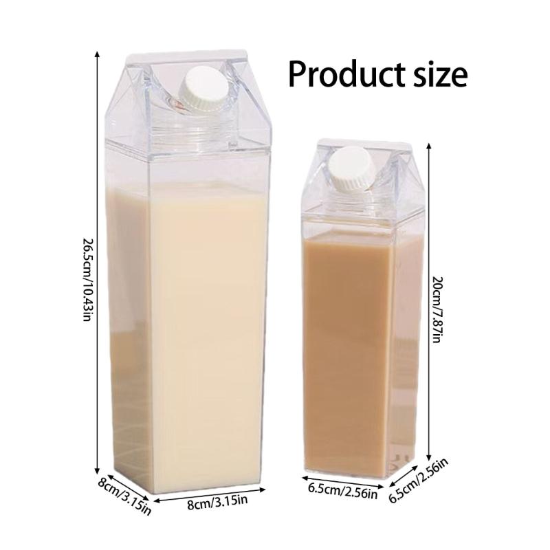 Double Capacity Square Milk Cup 500ML 1000ML Clear Construction Ergonomic Grip Spill Resistant Designs