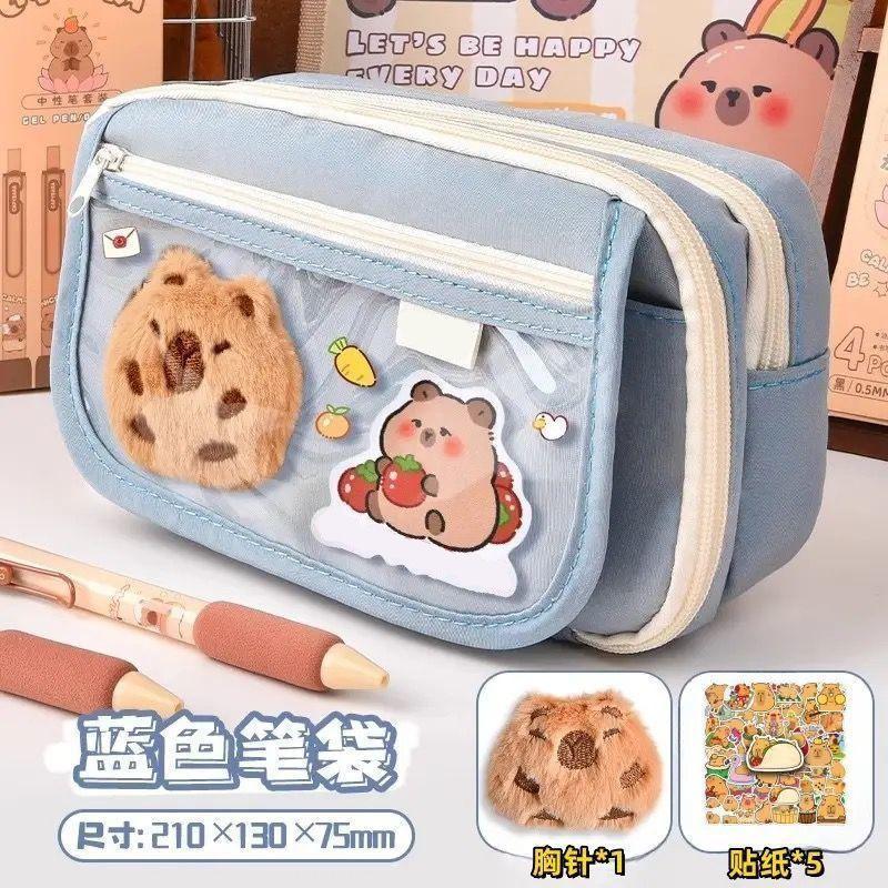 Capybara Pencil Case Large Capacity Multi-Layer Cute Stationery Bag for School Girls Kids Pen Pouch Organizer