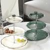 2 Tier Cupcake Stand Ceramic Elegant Dessert Plates Stand Serving Tray Containers for Cookies Birthday Home Dinner Wedding