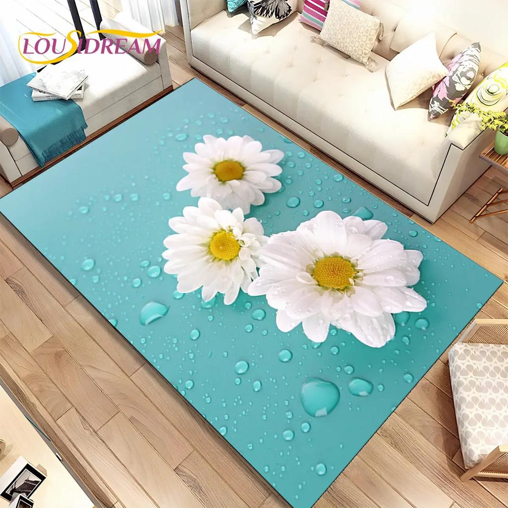 Скандинавский 3D ковер с цветком ромашки, ковер для дома, гостиной, детской спальни, дивана, коврика для декора, детские игры, нескользящий напольный коврик