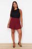 Women's Style Plus Size Burgundy Woven Short Skirt Black Woven Short Skirt