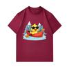Men's 100% Cotton Crew Neck Short Sleeve T-Shirt, Cute Cool Yellow Duck Paddling Canoe Mountain Lake Print Casual Breathable Summer Tee for Daily Outd