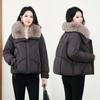 Cotton-padded women's short winter new fashion design fashionable big fur-neck cotton-padded clothes lapel warm down cotton-padded clothes