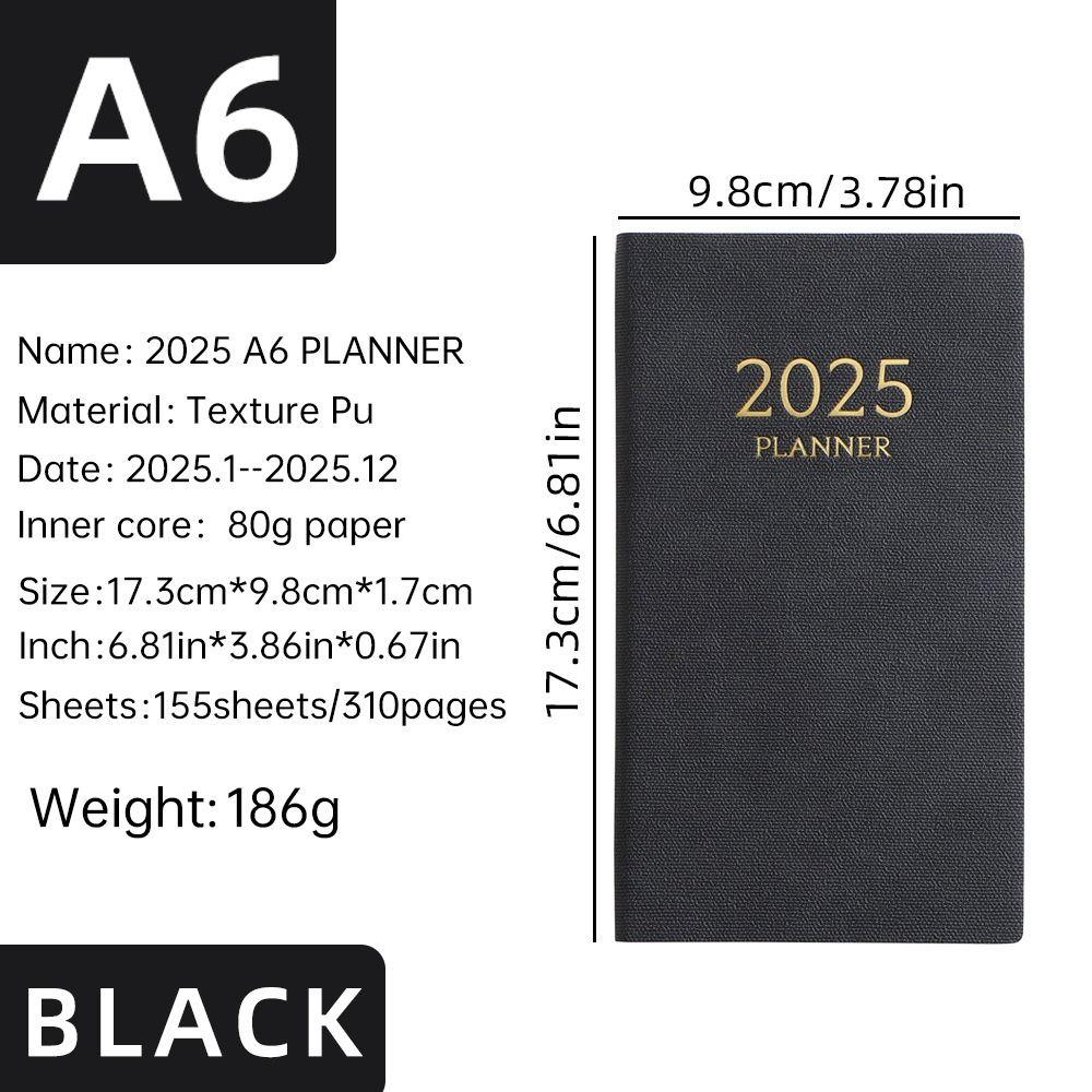 A6 2025 Повестка дня Книга Список дел Ежедневный Еженедельный Ежемесячный Планировщик Список дел Английский Блокнот Студенты