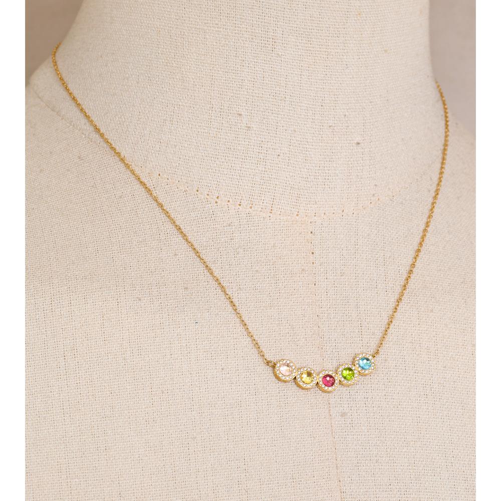 Eetit Разноцветное колье-подвеска с кубическим цирконием Высококачественная нержавеющая сталь Изящные подарочные украшения Водонепроницаемые для женщин