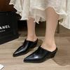 Туфли Мюли Для Женщин 2024 Тапочки Повседневные Лоферы Pantofle Слайды Квадратный Носок Низкие На Танкетке Роскошные Новые Каблуки Блок Закрытые Мода
