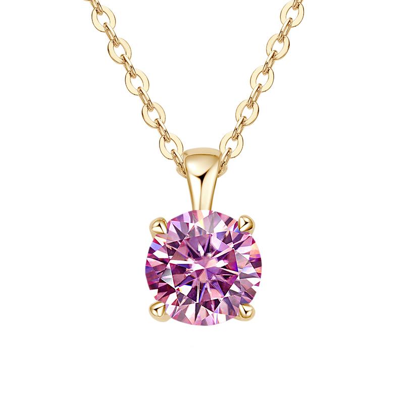 JoyceJelly Classic Four Prong 1ct Moissanite Necklace Women's 925 Silver Plated Gold Pendant Luxury Fine Jewelry