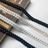 Черная кружевная тесьма с бусинами и золотой нитью для DIY одежды, багажа, обуви, шляп
