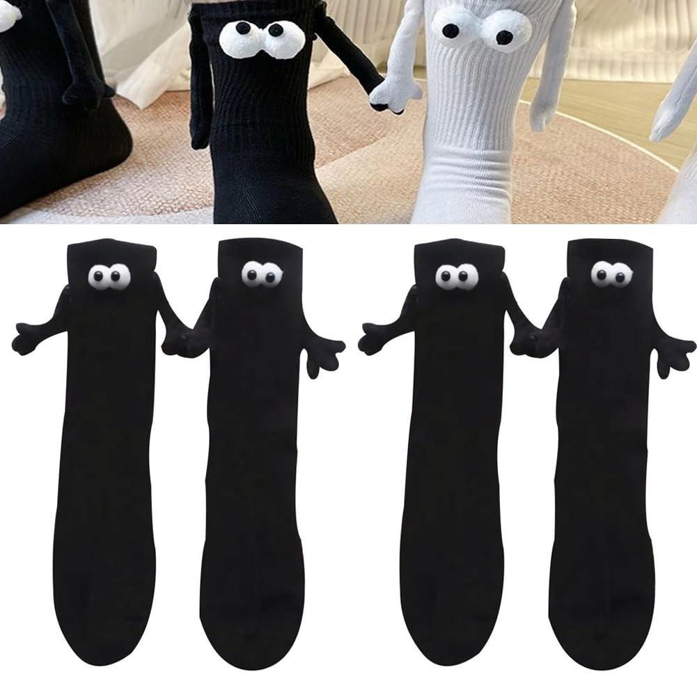 Funny Magnetic Suction Cup 3D Doll Pair Of Socks Socks For Women Men Unisex Funny Couple Hold Hands Socks For Couple