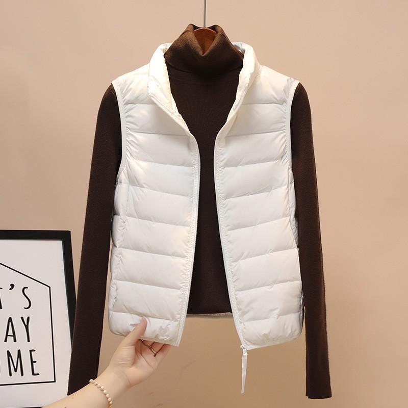 Новый жилет легкий пуховый жилет женский большого размера воротник-стойка тонкая бесшовная интегрированная легкая куртка пуховик подкладка