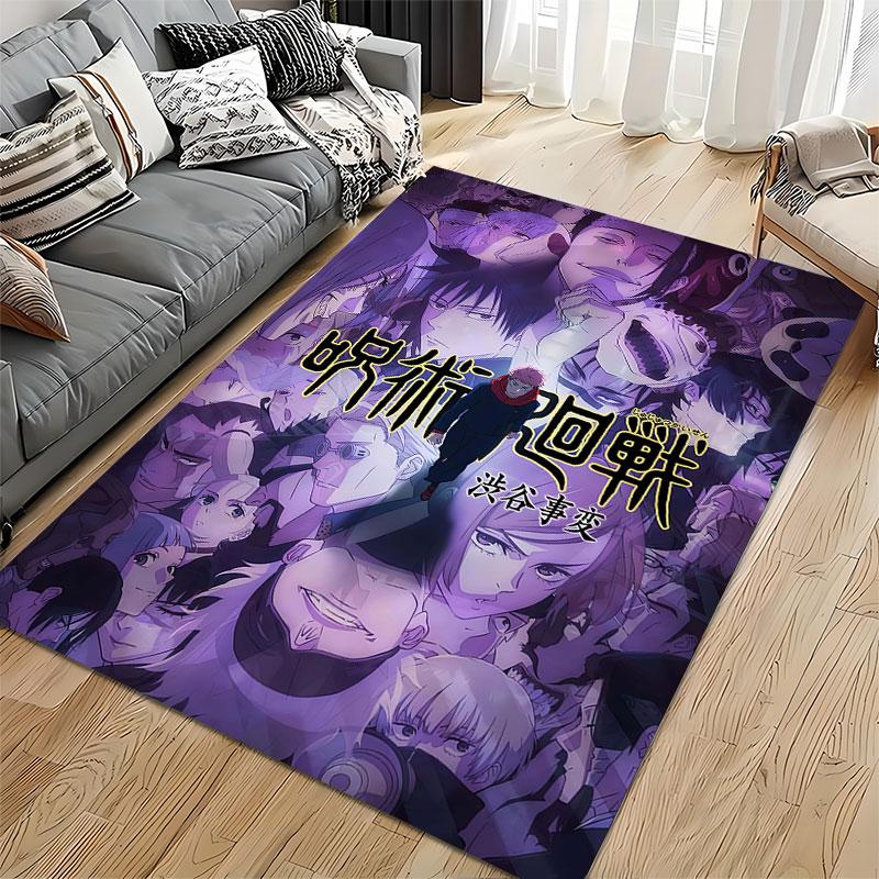 Anime Style Carpet with Characters suitable as a non-slip mat for the living room or bedroom sofa