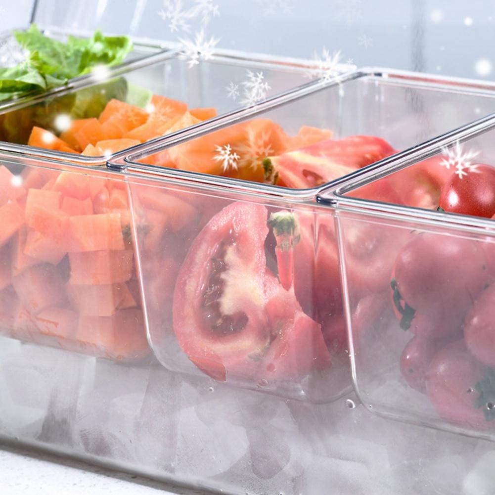 Five-compartment Ice Box Chilled Box Household Transparent Seasoning Box Five Grids with Cover