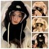 Warm Plush Bunny Scarf Soft Lop Ear Rabbit Hat Fashion   Outdoor