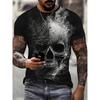 Vintage T Shirt For Men 3D Skull Print Tees Summer New Casual Short Sleeve Oversized Man Clothing Daily O Neck T-Shirts Pullover